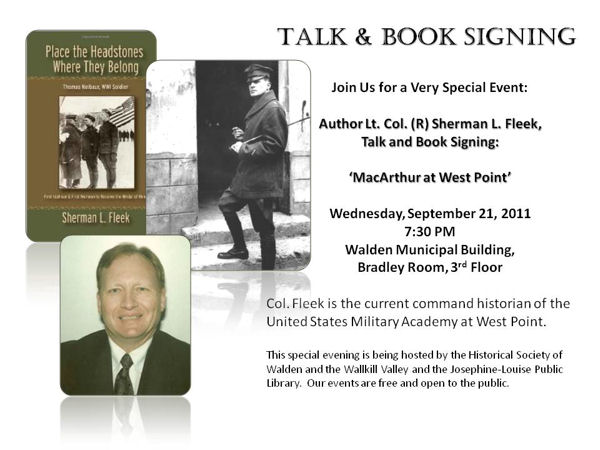 Lt. Col. (R) Sherman Fleek to speak on Gen MacArthur at West Point Today, Sept. 21, 2011