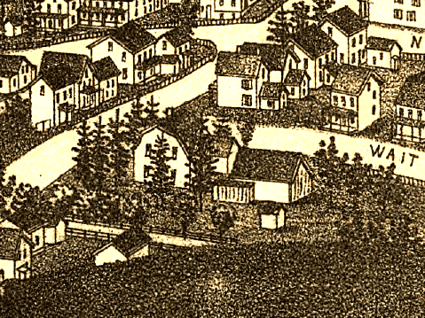 Closeup, Jacob T. Walden House on 1887 Walden Map
